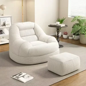 Contemporary Single Recliner Sofa with Footrest & Storage