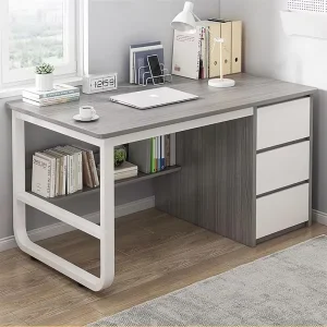 Multifunctional 3-Drawer Grey Desk