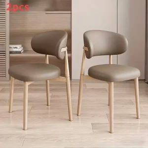 Set of 2 Modern Metal-Leg Dining Chairs